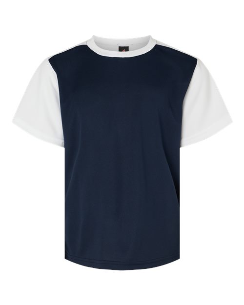 Youth Crewneck Baseball Jersey - Front - B33985142 - Navy/ White