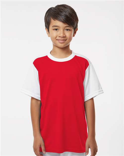 Youth Crewneck Baseball Jersey - OnModelFront - B33985162 - Red/ White