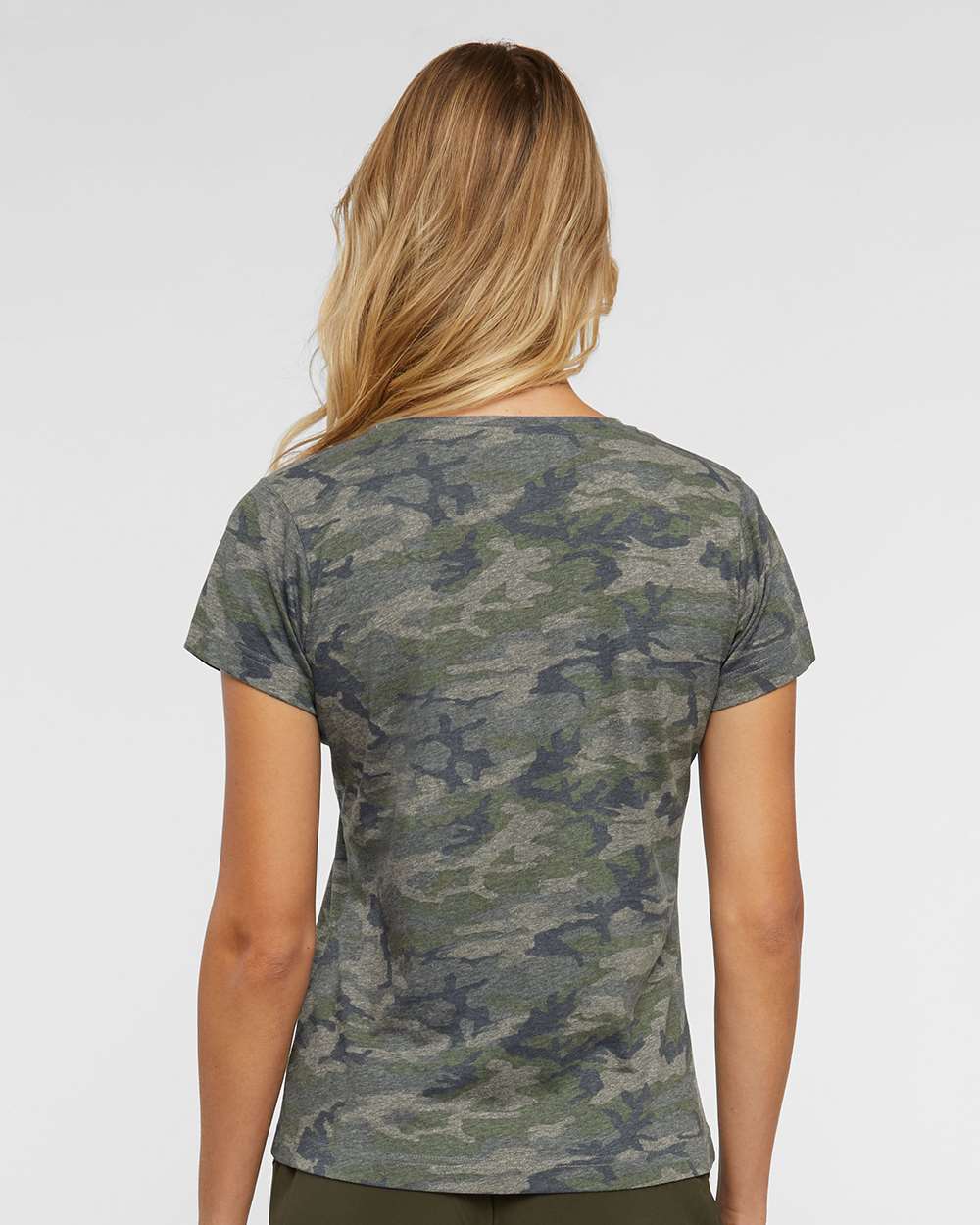 Women's Fine Jersey Tee - OnModelBack - B87238623 - Vintage Camo