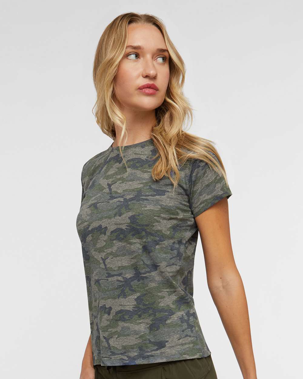 Women's Fine Jersey Tee - OnModelSide - B87238623 - Vintage Camo