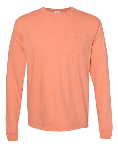 Garment-Dyed Heavyweight Long Sleeve Pocket T-Shirt - Front - B18508363 - Terracotta