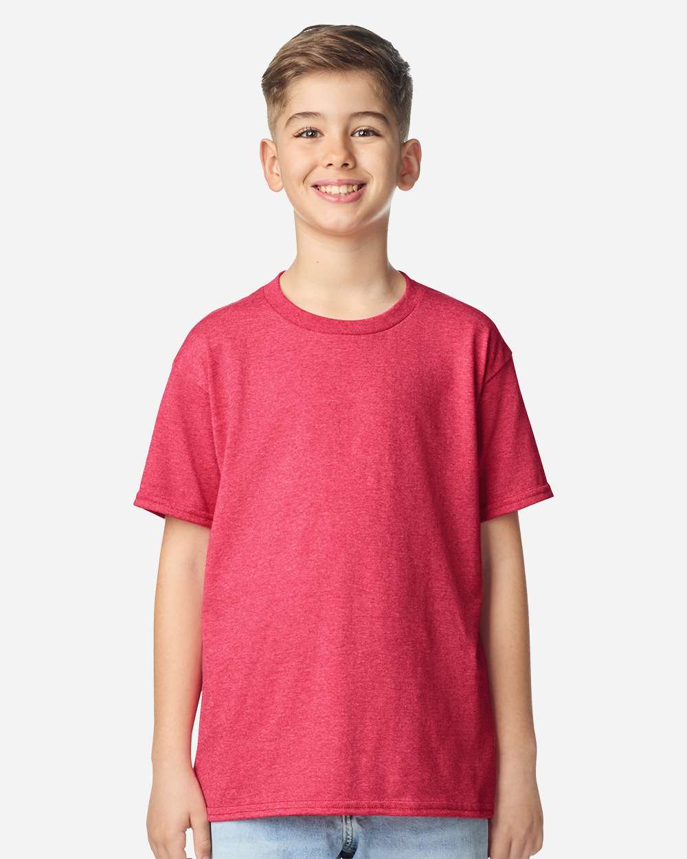 Heavy Cotton™ Youth T-Shirt - OnModelFront - B31560622 - Heather Red