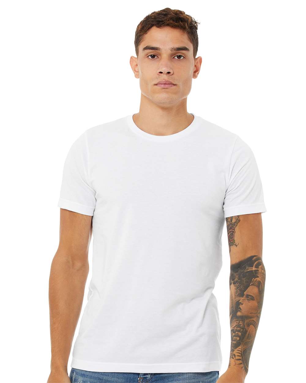 CVC Jersey Tee - OnModelFront - B00706002 - Solid White Blend