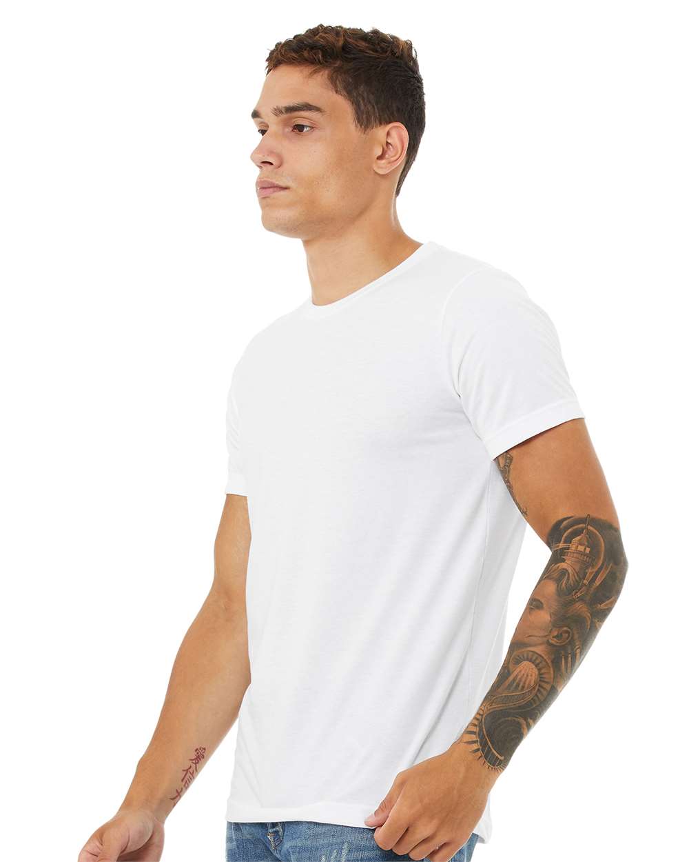 CVC Jersey Tee - OnModelSide - B00706002 - Solid White Blend