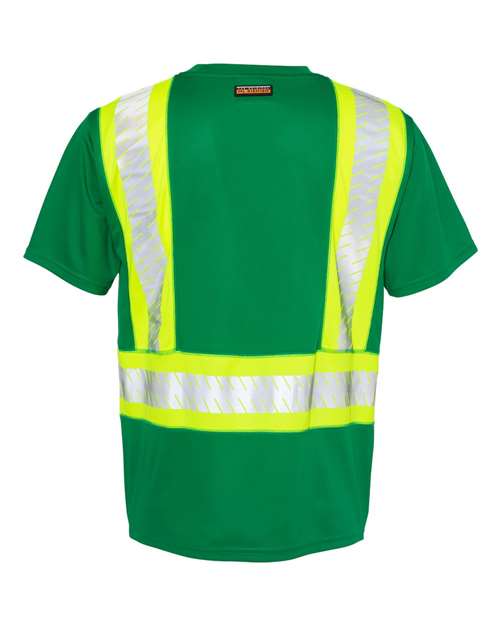 EV Series® Enhanced Visibility Contrast Pocket T-Shirt - Back - B88529544 - Green/ Lime - B204