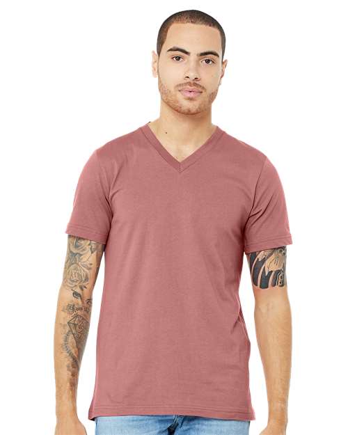 Unisex Jersey V-Neck Tee - OnModelFront - B00306304 - Mauve