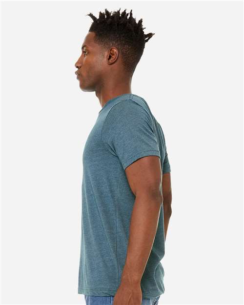 Unisex Sueded Tee - OnModelSide - B29706773 - Heather Deep Teal