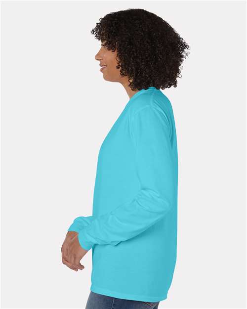 Garment-Dyed Long Sleeve T-Shirt With a Pocket - OnModelSide - B35400247 - Freshwater