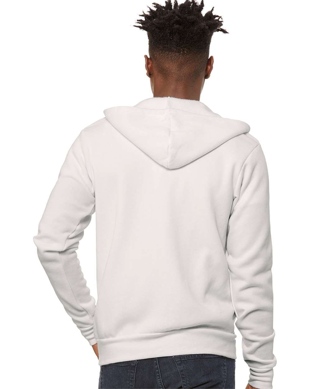 Sponge Fleece Full-Zip Hoodie - OnModelBack - B80406192 - Vintage White