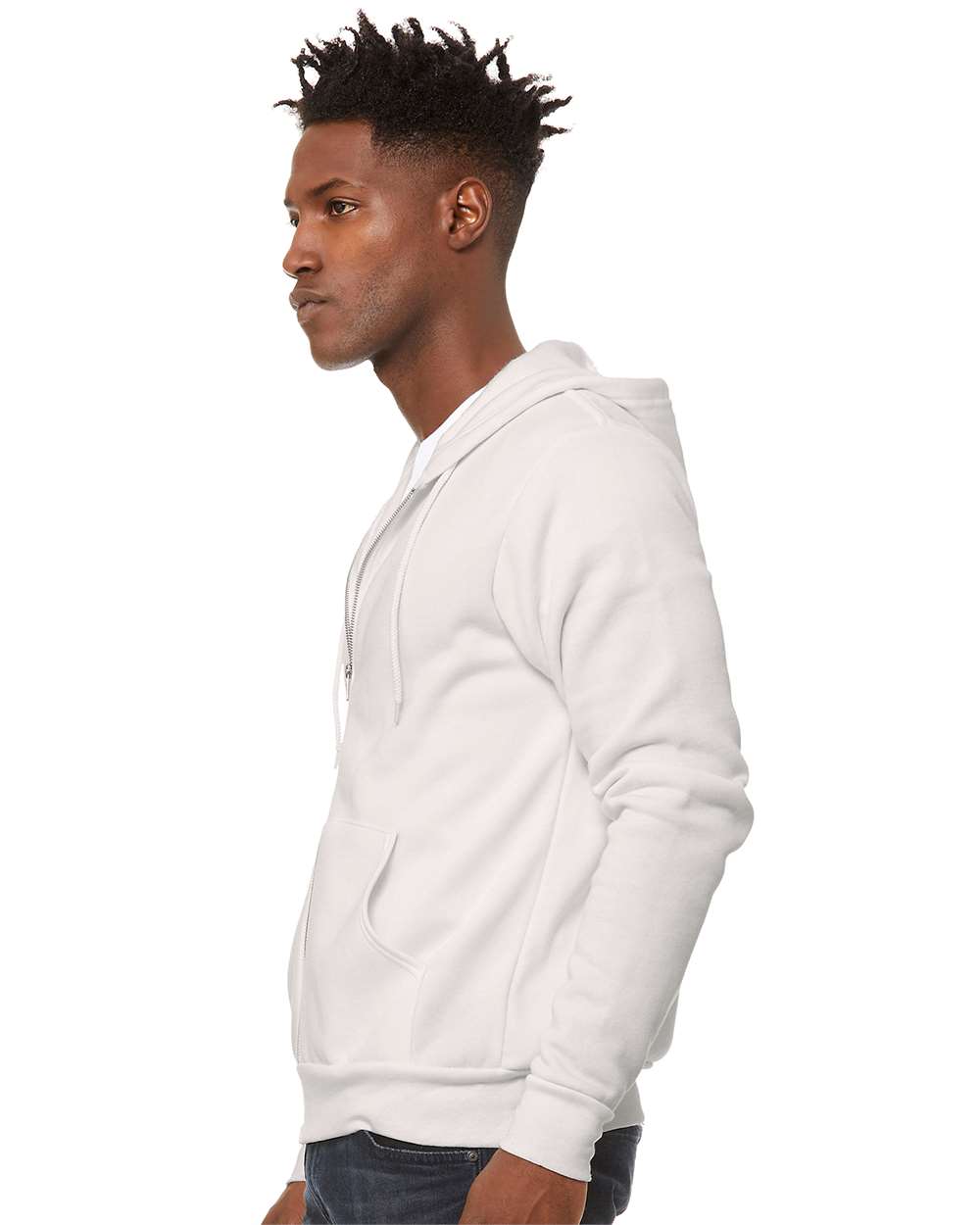 Sponge Fleece Full-Zip Hoodie - OnModelSide - B80406192 - Vintage White
