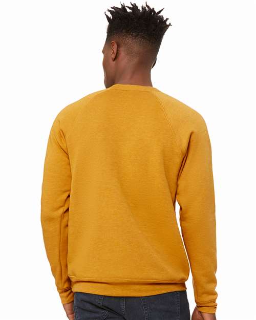 Sponge Fleece Raglan Crewneck Sweatshirt - OnModelBack - B85106402 - Heather Mustard