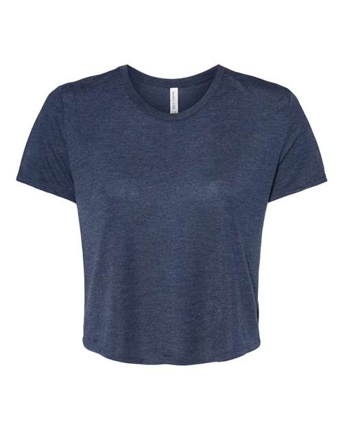 Women’s Flowy Crop Tee - Front - B22606657 - Heather Navy