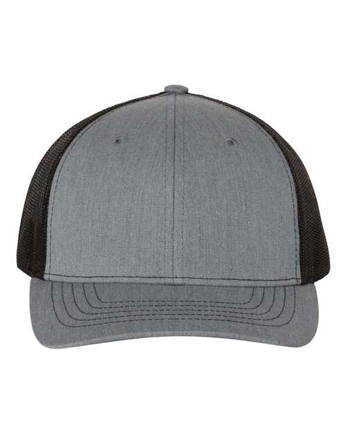 Youth Trucker Snapback Cap - Front - B56095510 - Heather Grey/ Black