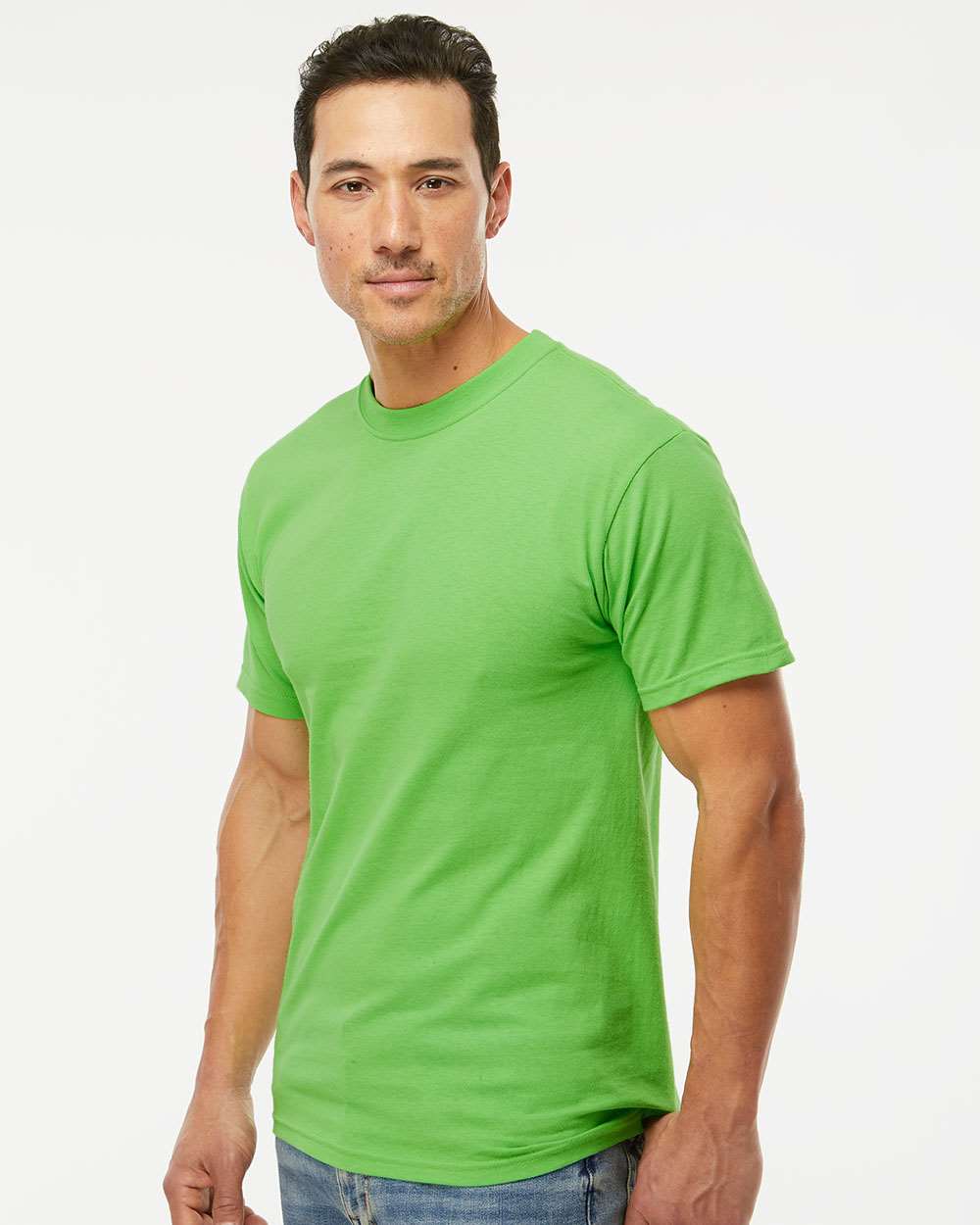 Gold Soft Touch T-Shirt - OnModelSide - B01542233 - Vivid Lime