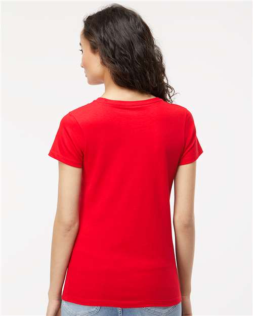 Women's Gold Soft Touch T-Shirt - OnModelBack - B01642702 - Deep Red