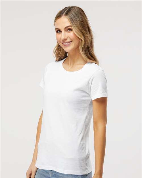 Women's Gold Soft Touch T-Shirt - OnModelSide - B01642002 - White