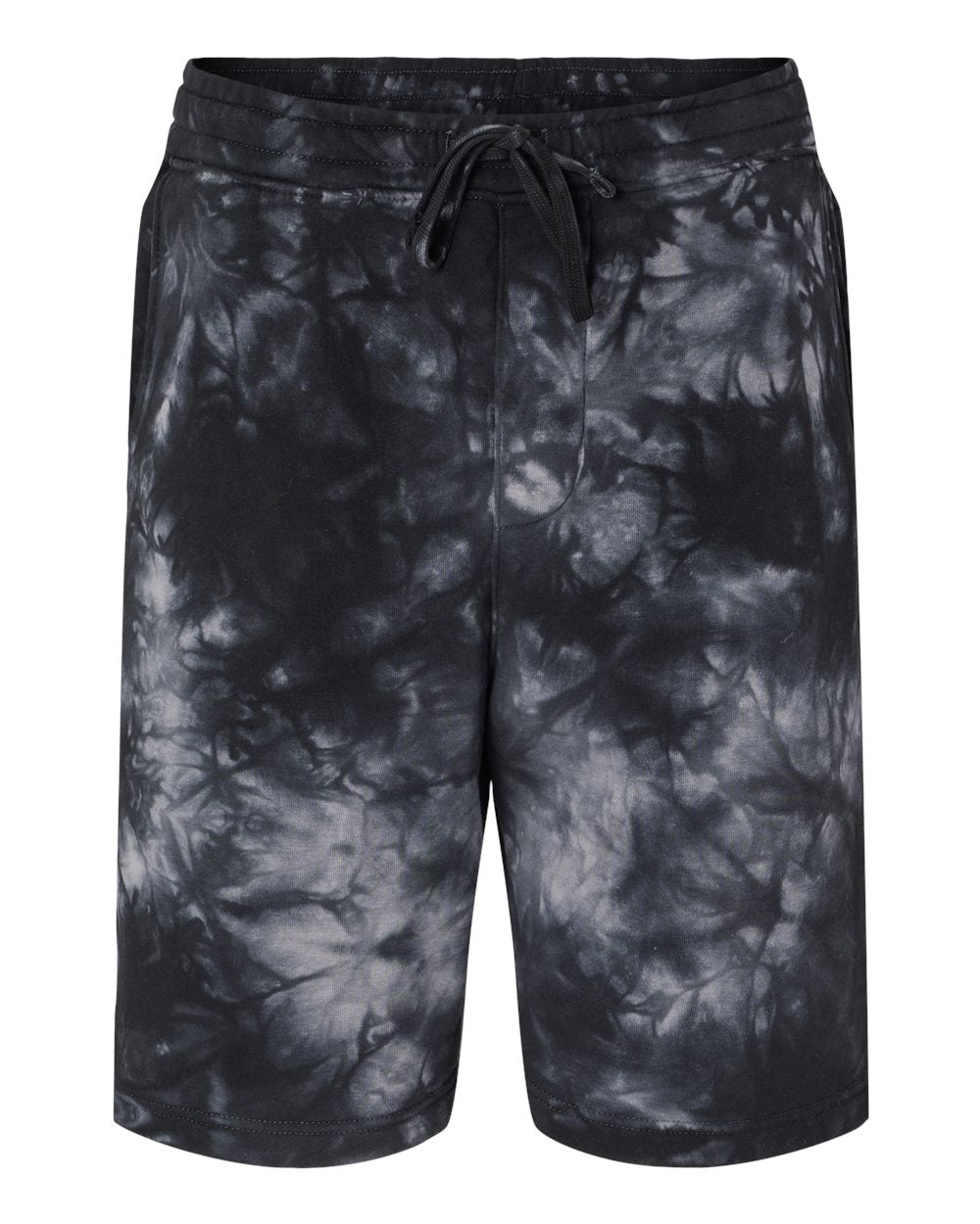Unisex Tie-Dyed Fleece Shorts - Front - B02376502 - Tie Dye Black