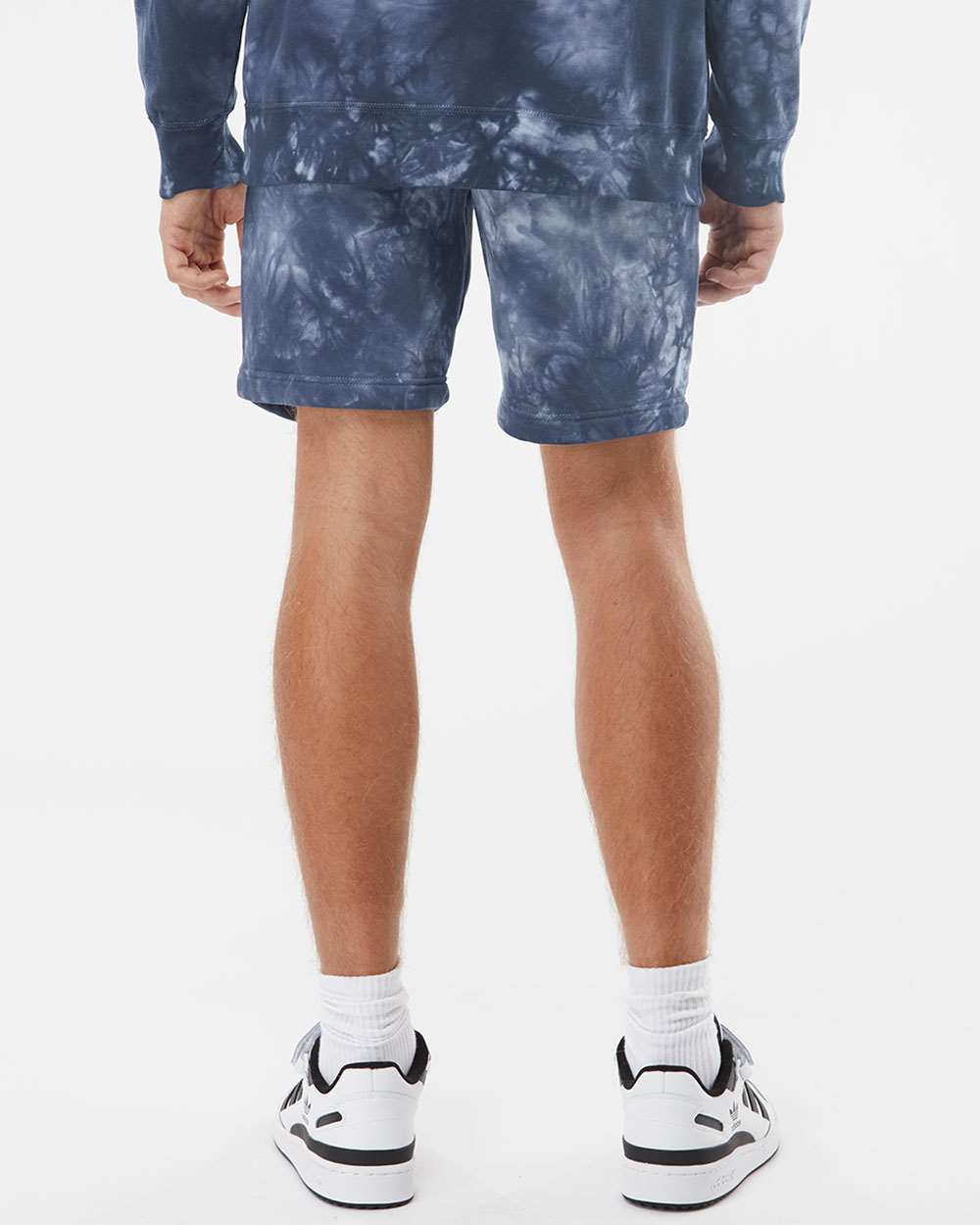 Unisex Tie-Dyed Fleece Shorts - OnModelBack - B02376652 - Tie Dye Navy