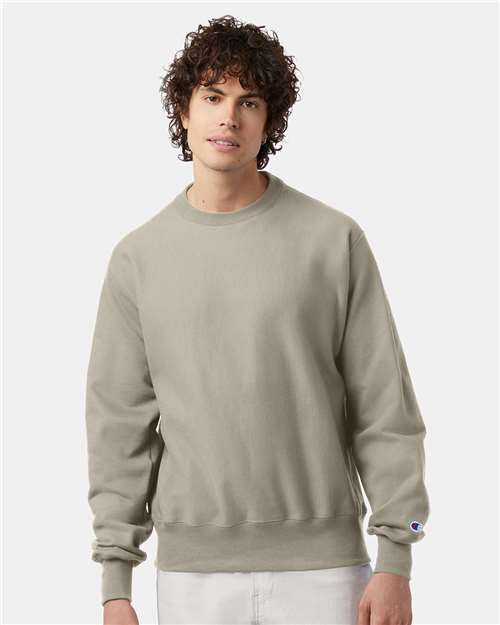 Unisex Reverse Weave® Crewneck Sweatshirt - OnModelFront - B20384737 - Sand