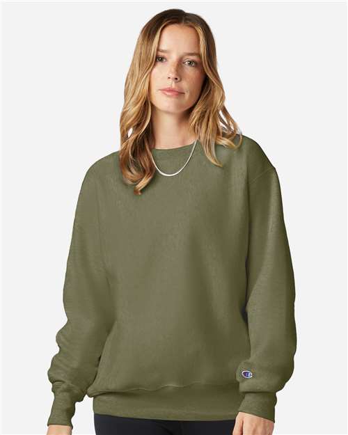 Unisex Reverse Weave® Crewneck Sweatshirt - OnModelFront - B20384645 - Fresh Olive