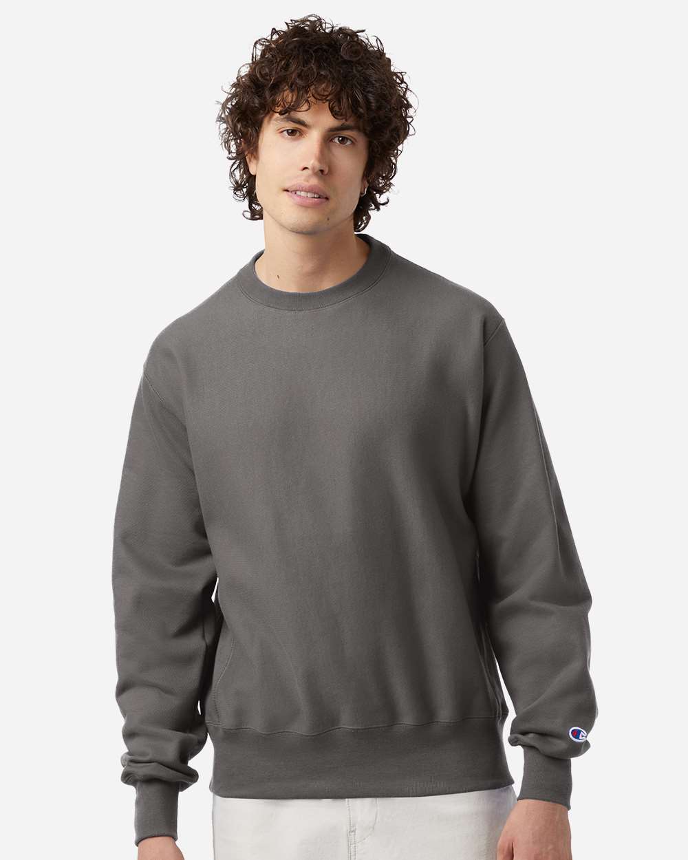 Reverse Weave® Crewneck Sweatshirt - OnModelFront - B20384143 - Stone Grey