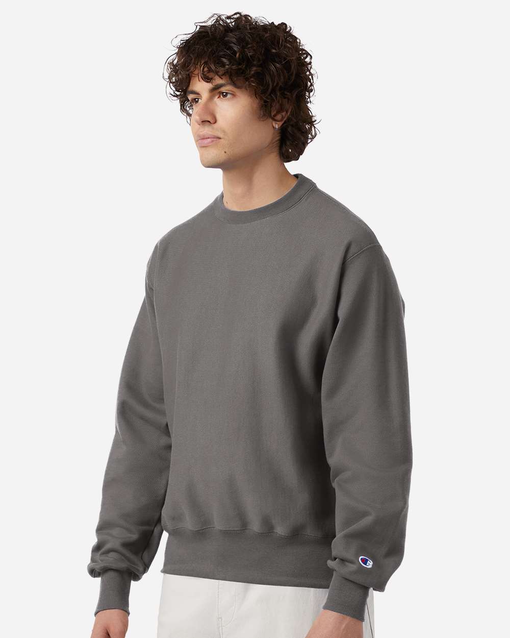 Reverse Weave® Crewneck Sweatshirt - OnModelSide - B20384143 - Stone Grey