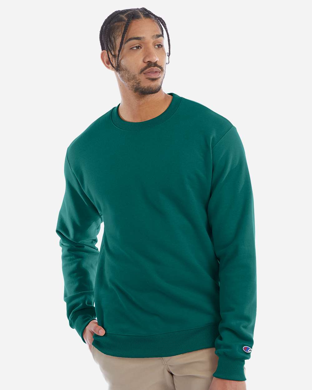 Powerblend® Crewneck Sweatshirt - OnModelFront - B21284233 - Emerald Green