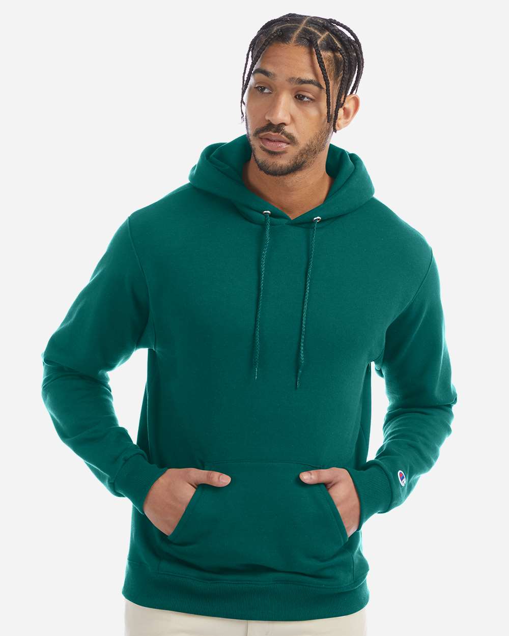 Powerblend® Hooded Sweatshirt - OnModelFront - B22884233 - Emerald Green