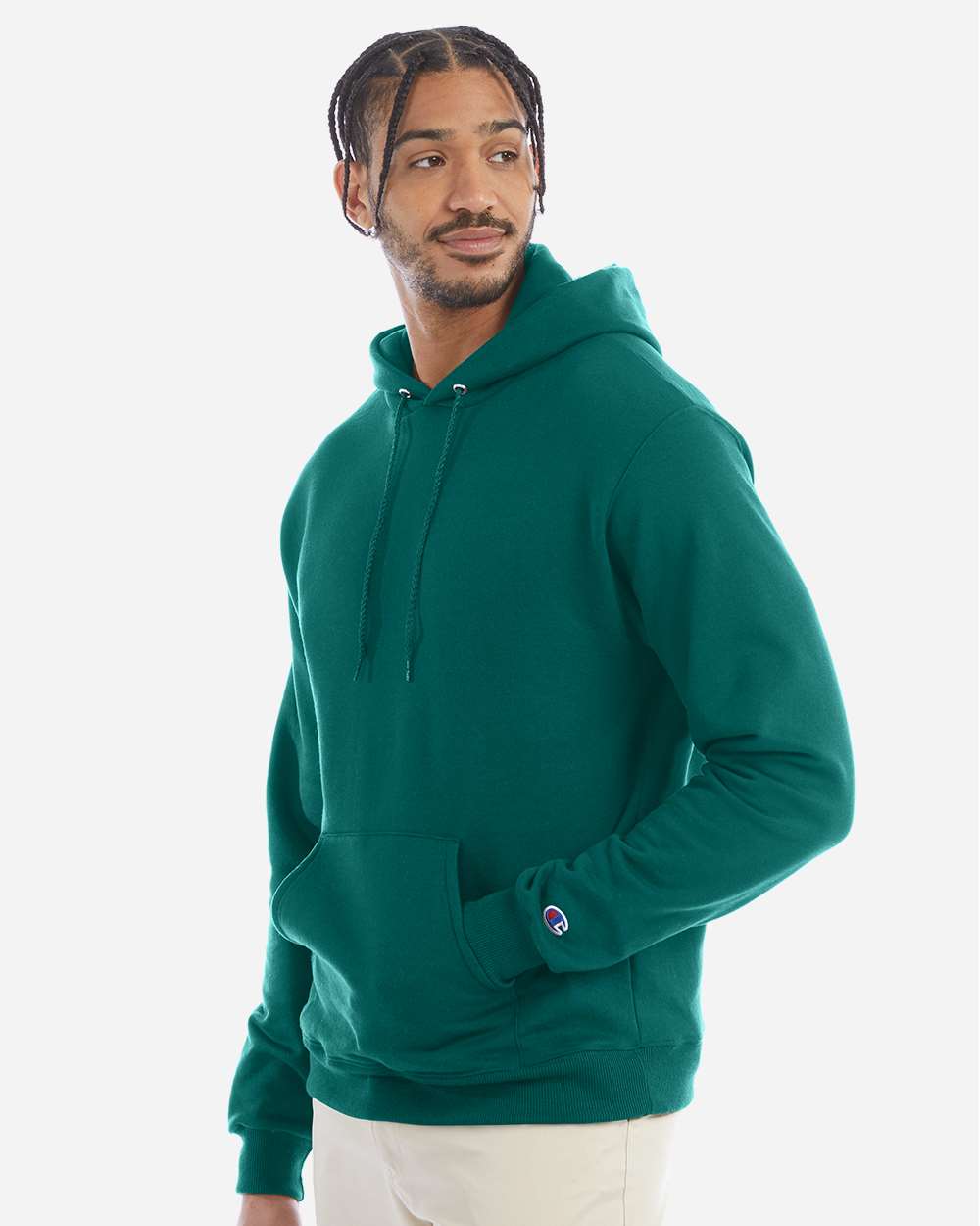 Powerblend® Hooded Sweatshirt - OnModelSide - B22884233 - Emerald Green