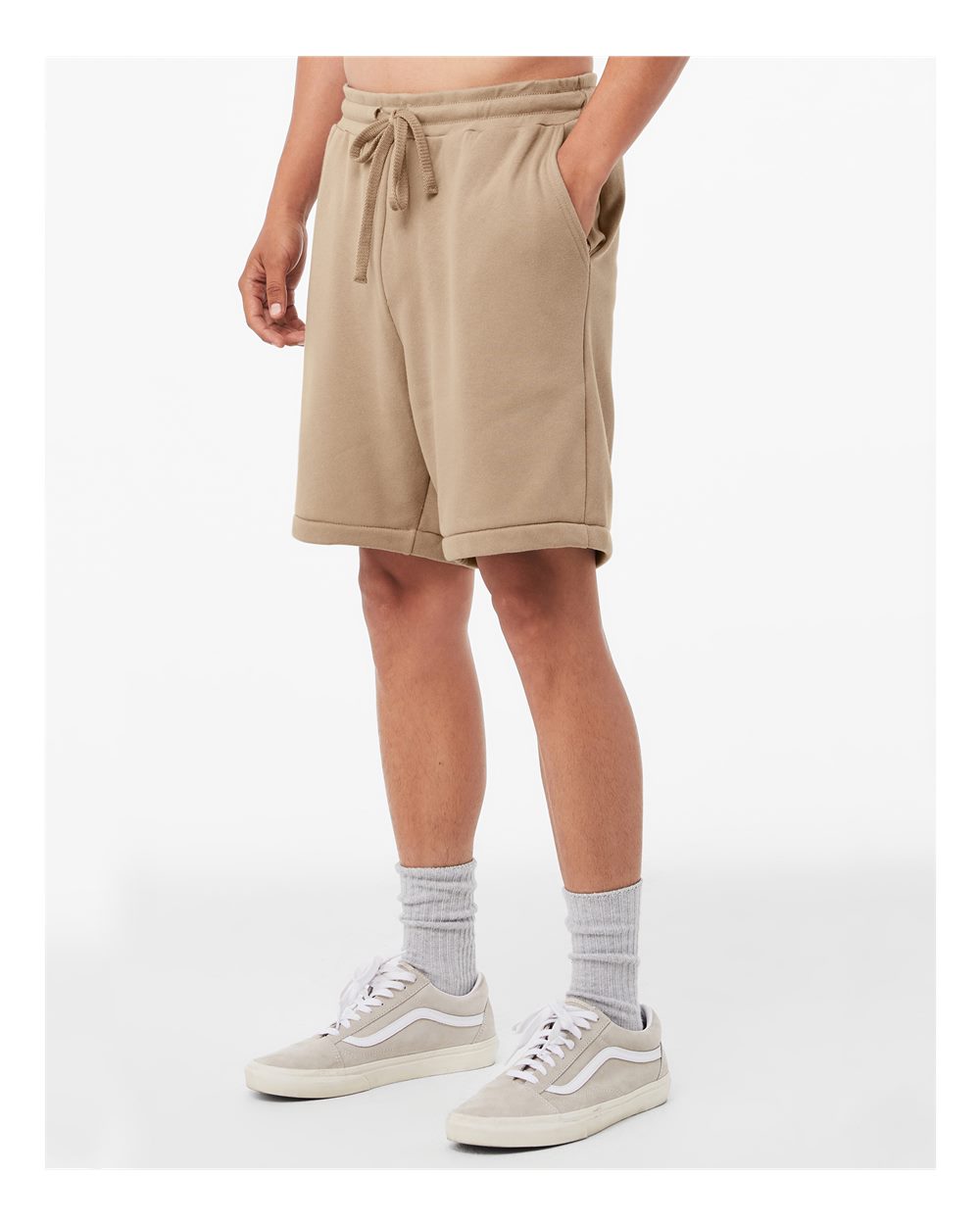 Unisex Sponge Fleece Shorts - OnModelSide - B65806362 - Tan