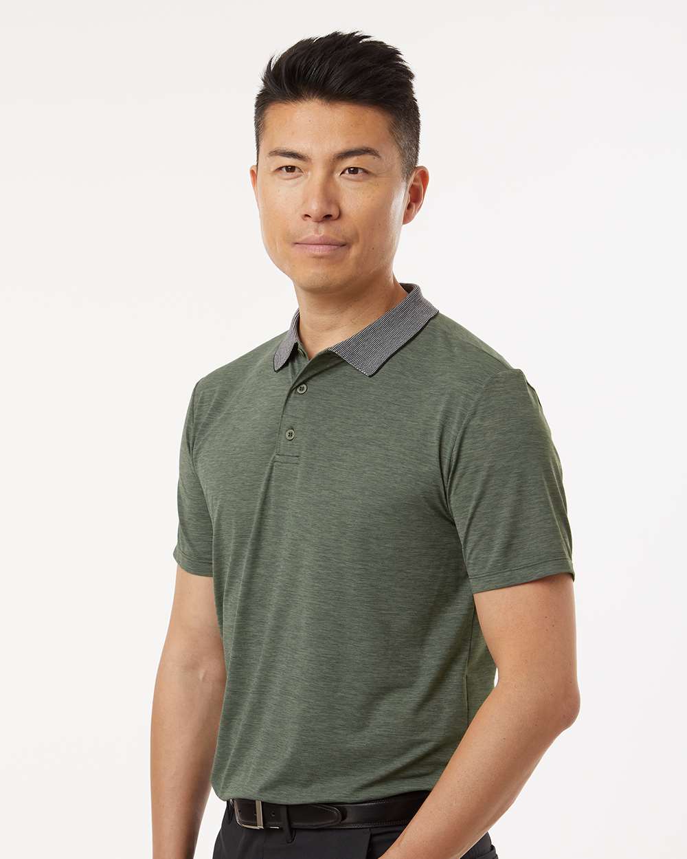 Men's Transit Tech Polo - OnModelSide - B00633543 - Dark Olive Heathered