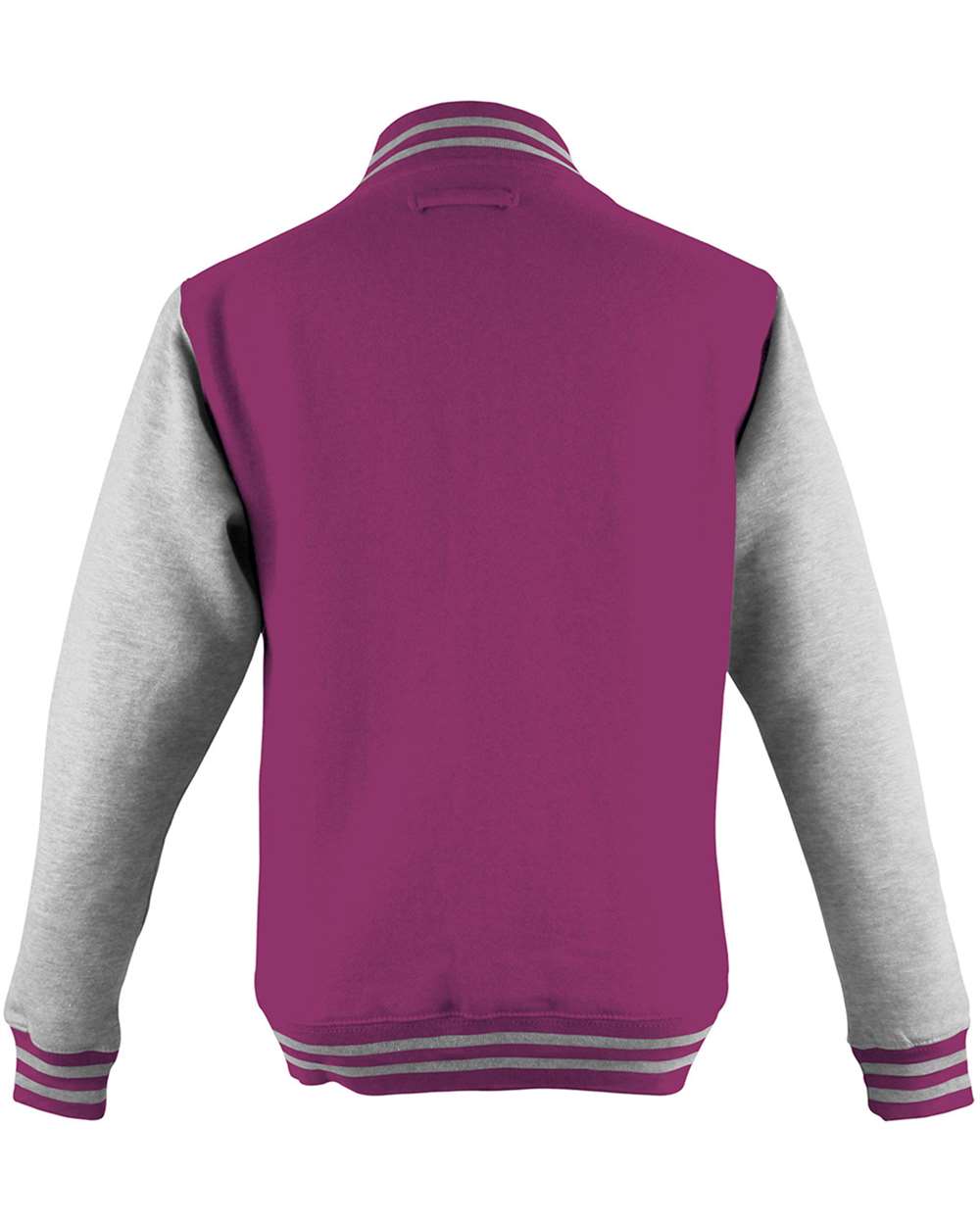 Unisex Letterman Jacket - Back - B10201303 - Hot Pink/ Heather Grey