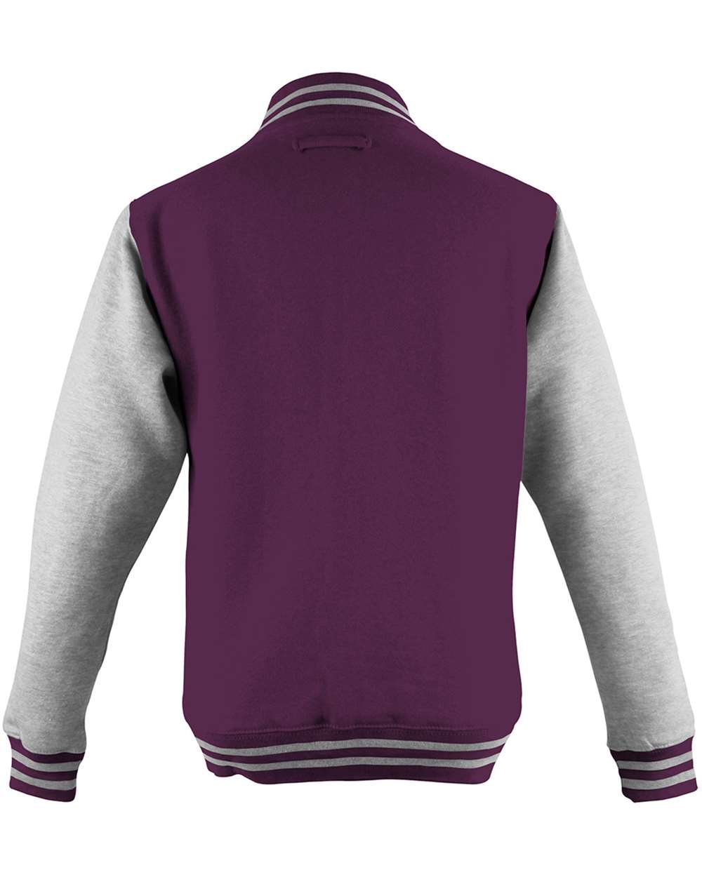 Unisex Letterman Jacket - Back - B10201533 - Burgundy/ Heather Grey