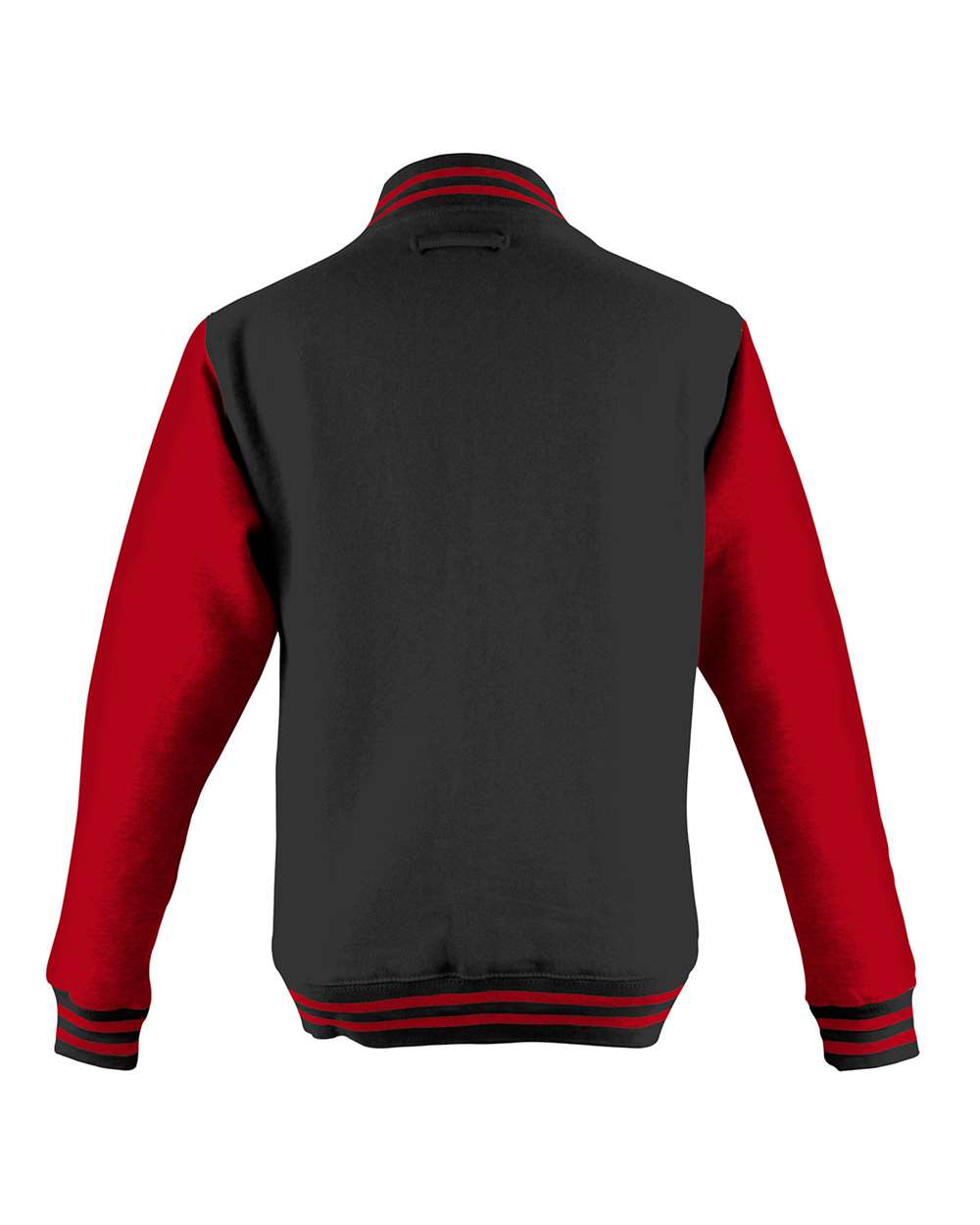Unisex Letterman Jacket - Back - B10201703 - Jet Black/ Fire Red