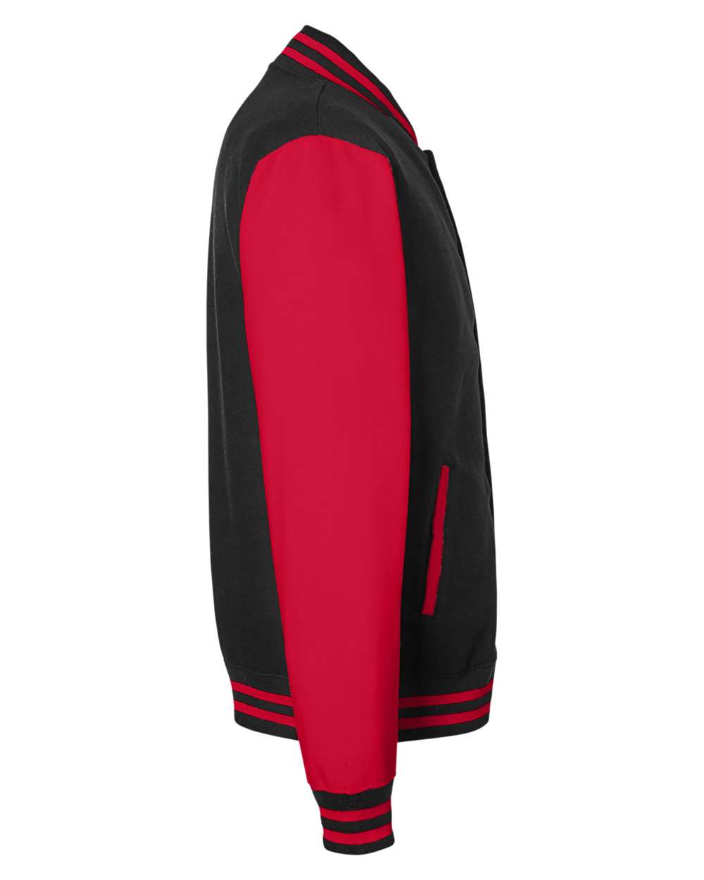 Unisex Letterman Jacket - DirectSide - B10201703 - Jet Black/ Fire Red