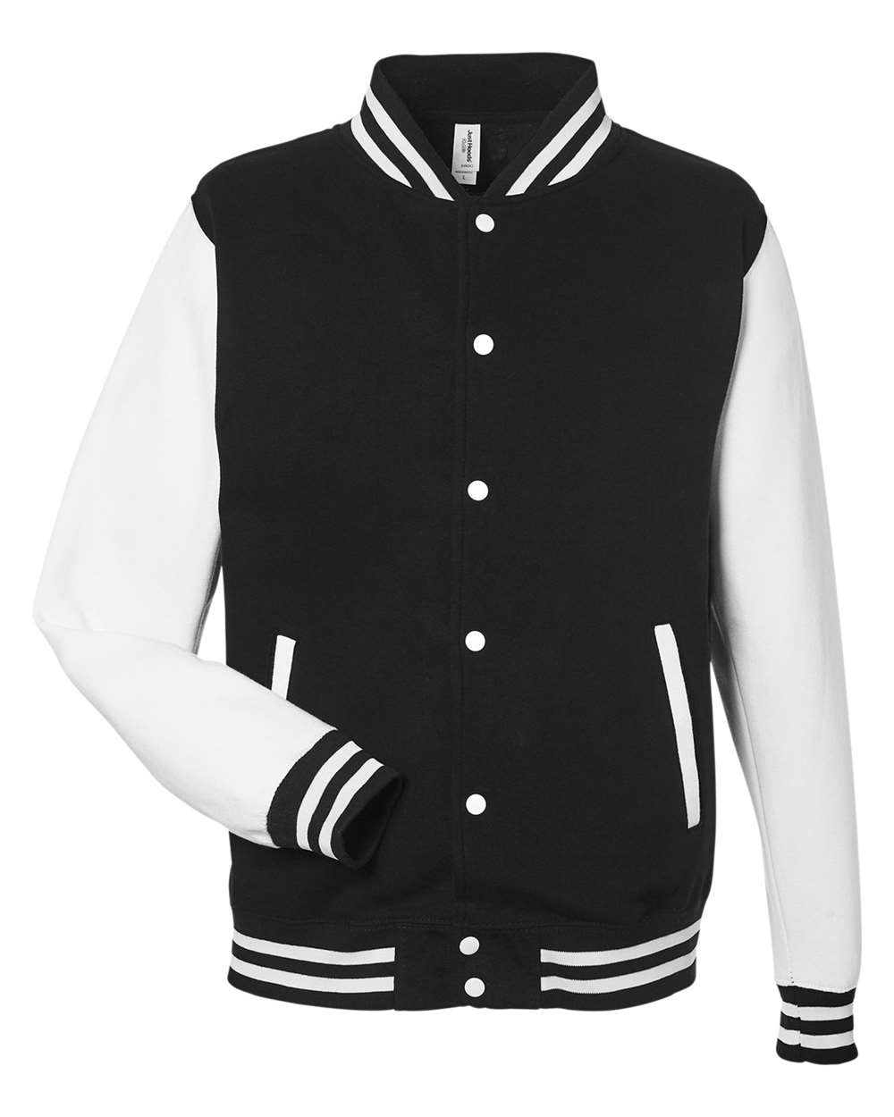 Unisex Letterman Jacket - Front - B10201513 - Jet Black/ White