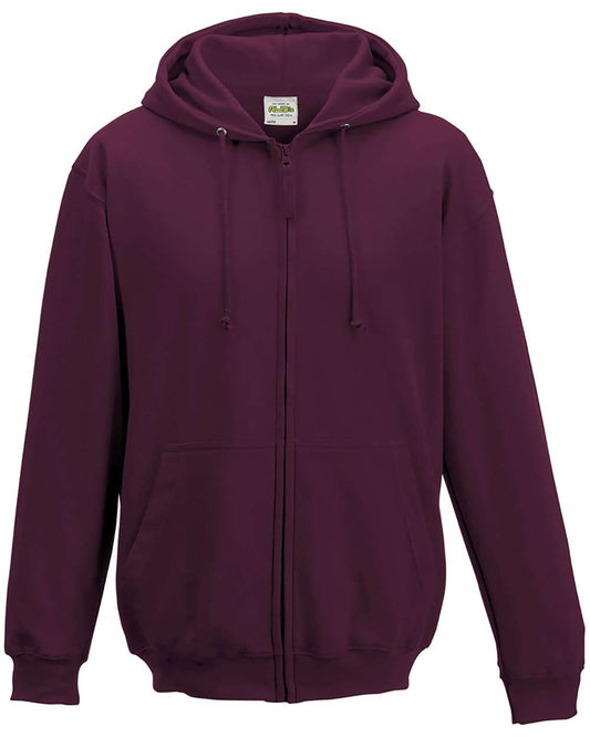 Unisex Midweight College Full-Zip Hooded Sweatshirt - Front - B33901323 - Burgundy