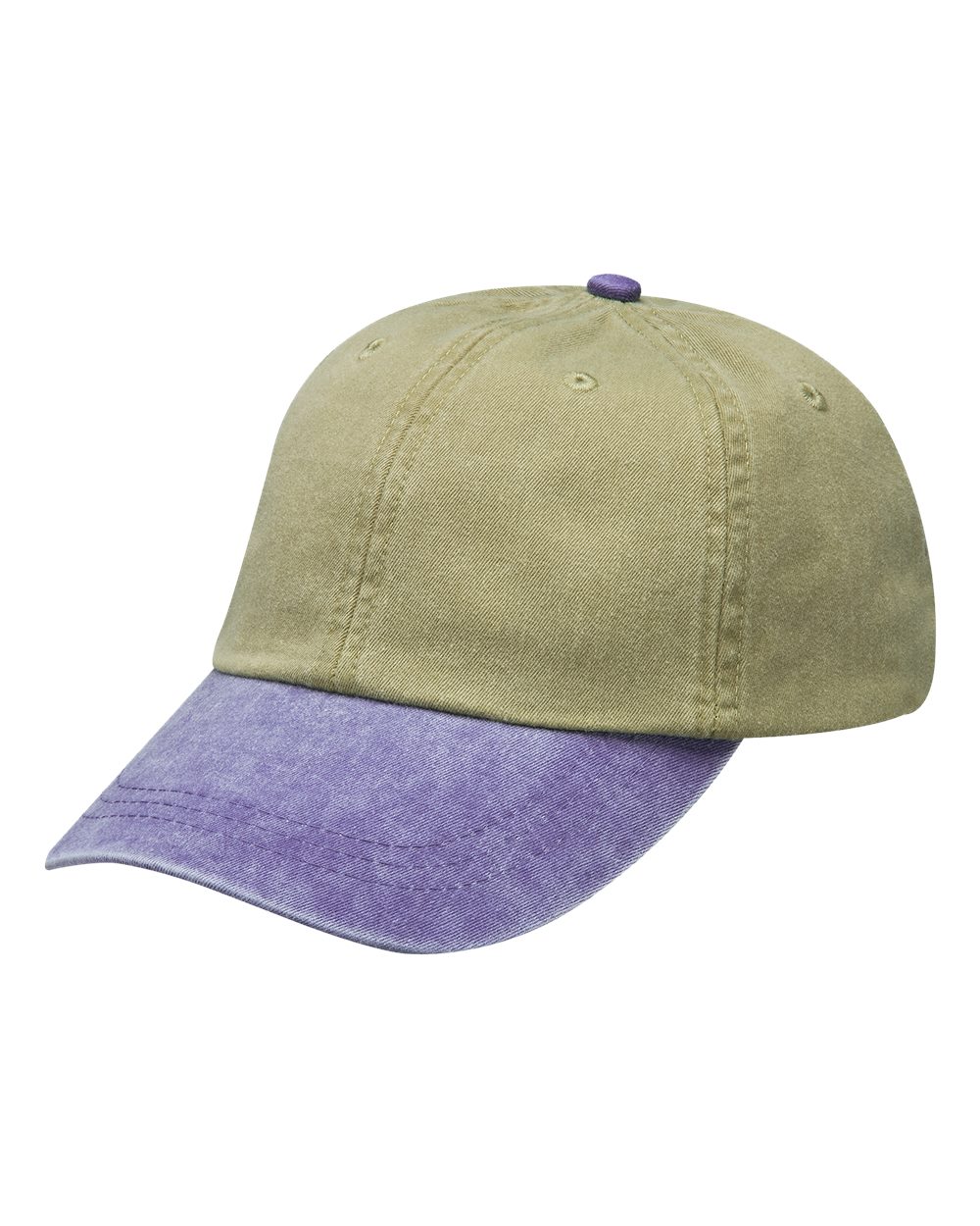 Optimum Pigment-Dyed Cap - Front - B10478620 - Khaki/ Purple