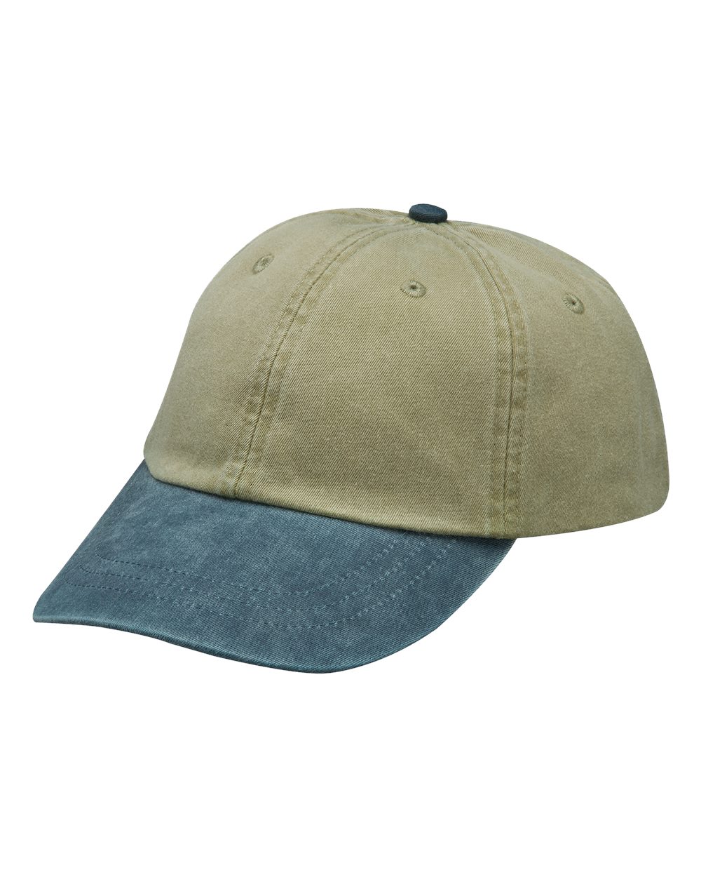 Optimum Pigment-Dyed Cap - Front - B10478680 - Khaki/ Midnight Blue