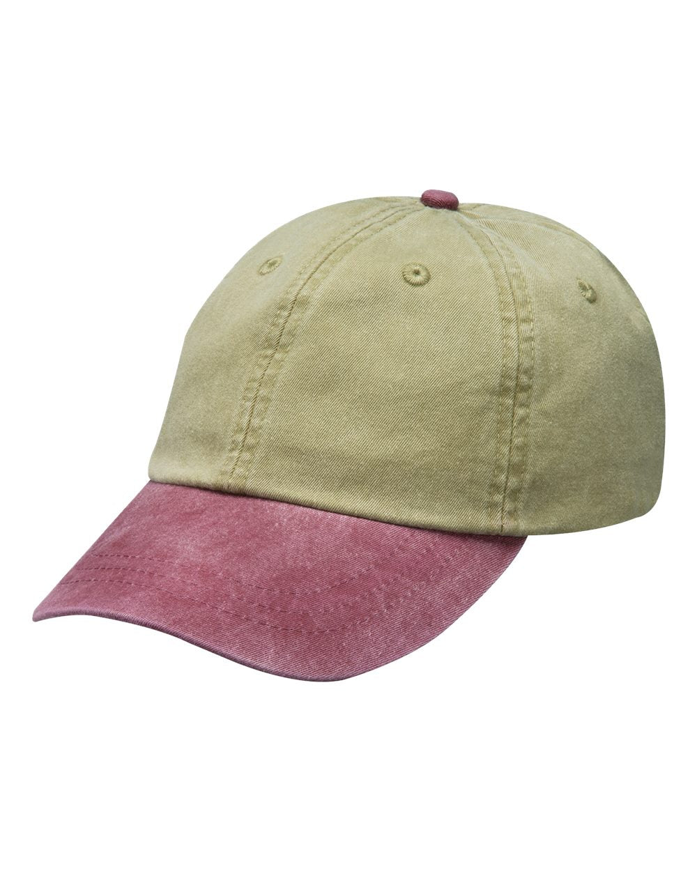 Optimum Pigment-Dyed Cap - Front - B10478770 - Khaki/ Burgundy