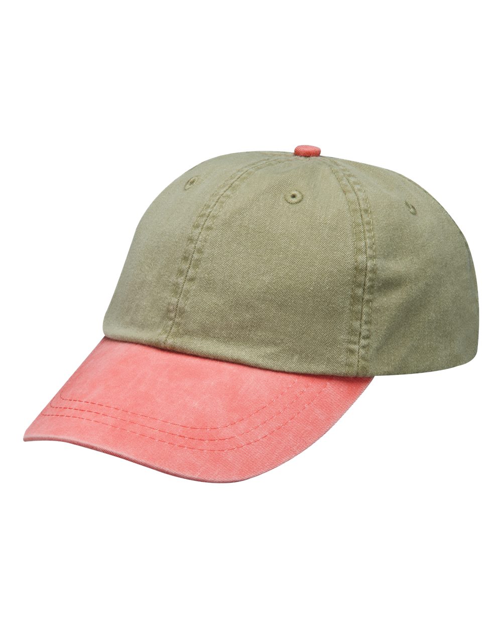 Optimum Pigment-Dyed Cap - Front - B10478860 - Khaki/ Coral