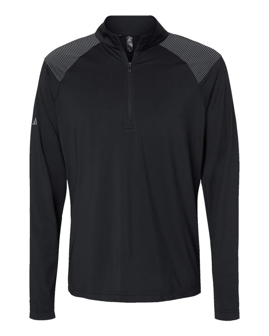 Men's Shoulder Stripe Quarter-Zip Pullover - Front - B05853502 - Black