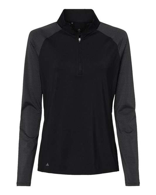 Women's Stripe Block Quarter-Zip Pullover - Front - B05953502 - Black