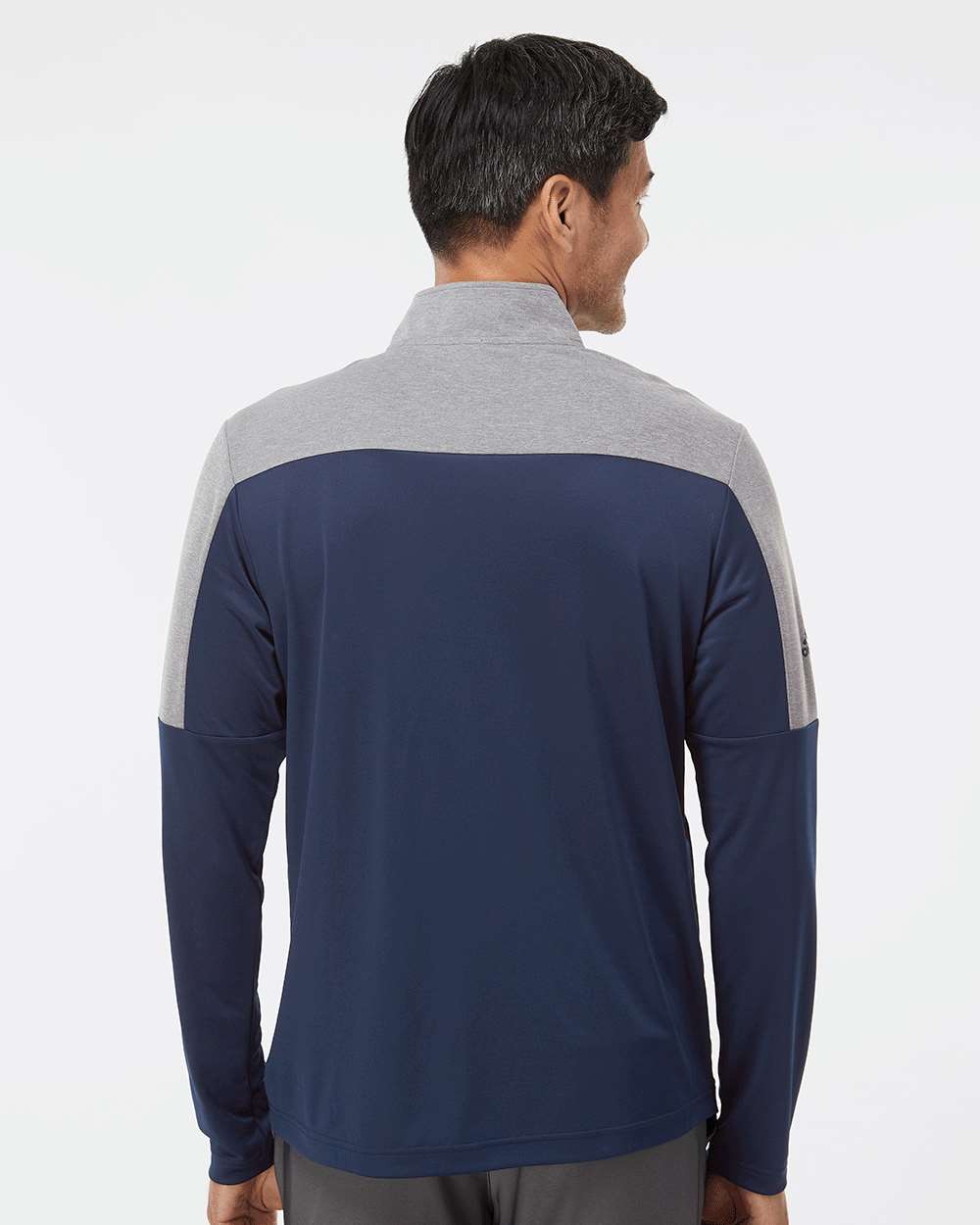 Men's Lightweight Quarter-Zip Pullover - OnModelBack - B06853653 - Collegiate Navy/ Grey Three Melange