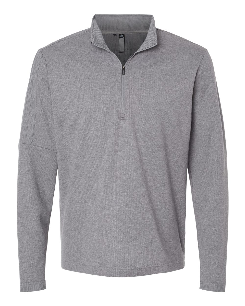 Men's 3-Stripes Quarter-Zip Sweater - Front - B07053353 - Grey Three Melange