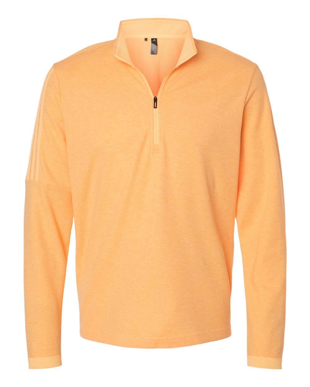 Men's 3-Stripes Quarter-Zip Sweater - Front - B07053663 - Acid Orange Melange