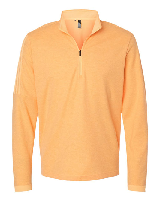 Men's 3-Stripes Quarter-Zip Sweater - Front - B07053663 - Acid Orange Melange