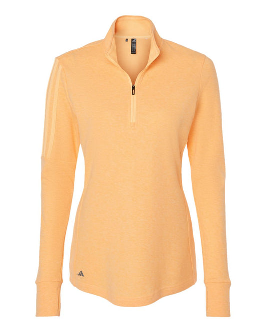 Women's 3-Stripes Quarter-Zip Sweater - Front - B07153662 - Acid Orange Melange