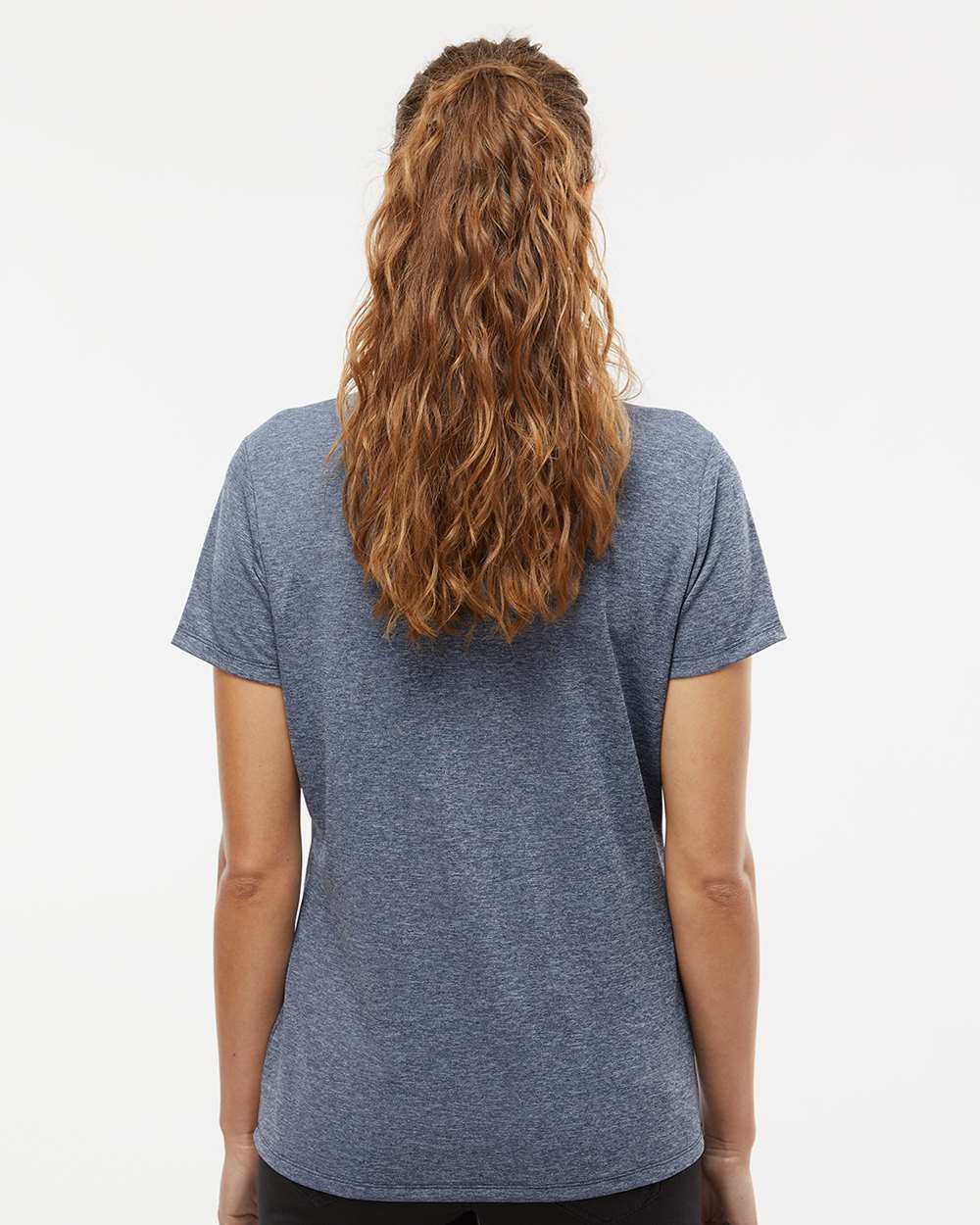 Women's Heathered Polo - OnModelBack - B08453652 - Collegiate Navy Melange