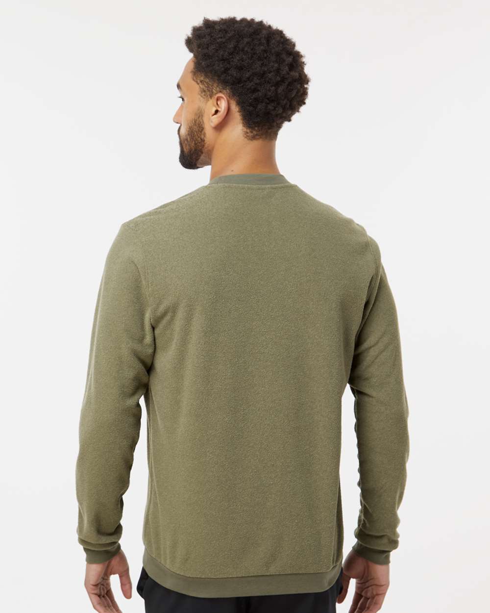 Men's Crewneck Sweatshirt - OnModelBack - B08753102 - Olive Strata